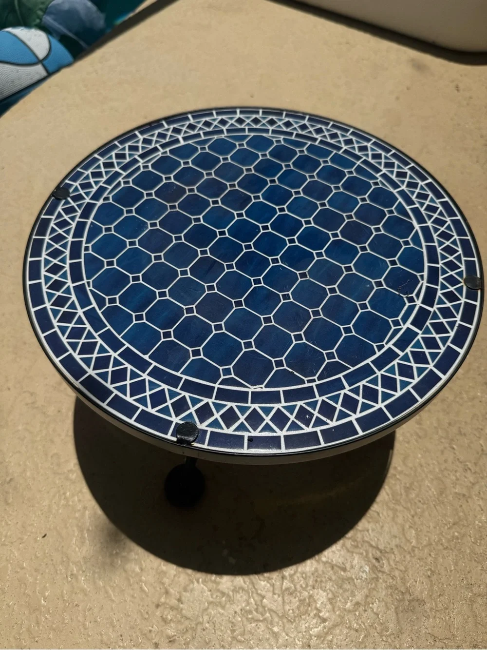 Round Blue Mosaic Plant Stand/ Riser